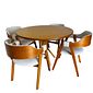 Conjunto Mesa X Redonda 120cm Com 4 Cadeiras de Madeira Maciça Encosto Anatômico Conjunto Mesa X Redonda 120cm Com 4 Cadeiras de Madeira Maciça Encosto Anatômico