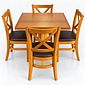 Conjunto Mesa X 80x80 Com 4 Cadeiras X Madeira Maciça com Estofado Conjunto Mesa X 80x80 Com 4 Cadeiras X Madeira Maciça com Estofado