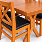 Conjunto Mesa X 120x80 Com 4 Cadeiras X Madeira Maciça com Estofado Conjunto Mesa X 120x80 Com 4 Cadeiras X Madeira Maciça com Estofado