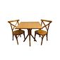 Conjunto Mesa X 80x80 Com 2 Cadeiras X Madeira Maciça Mel Conjunto Mesa X 80x80 Com 2 Cadeiras X Madeira Maciça Mel