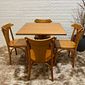 Mesa X 80x80 Com 4 Cadeiras Italia de Madeira Maciça Mel Tauari