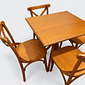 Mesa X 80x80 Com 4 Cadeiras X Madeira Maciça Mel