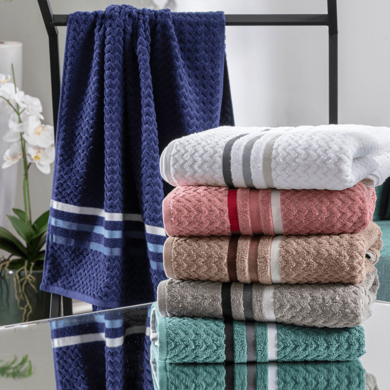 toalhas loren foto mostrando detalhes da felpa