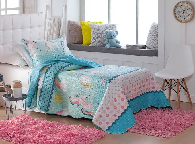 Kit 1 Cobre Leito Colcha Infantil 2 Peças Bouti Matelassê