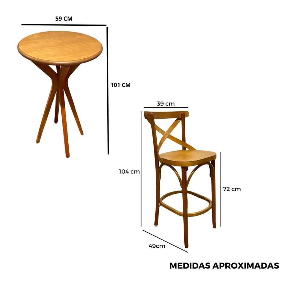 09 conjunto bistro fixo mesa redonda x com 2 banquetas x mel