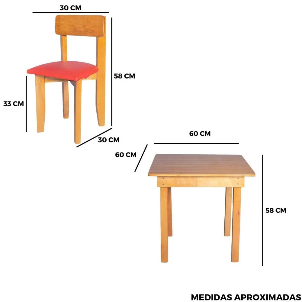 medidas conjunto infantil 2 cadeirinhas vermelho