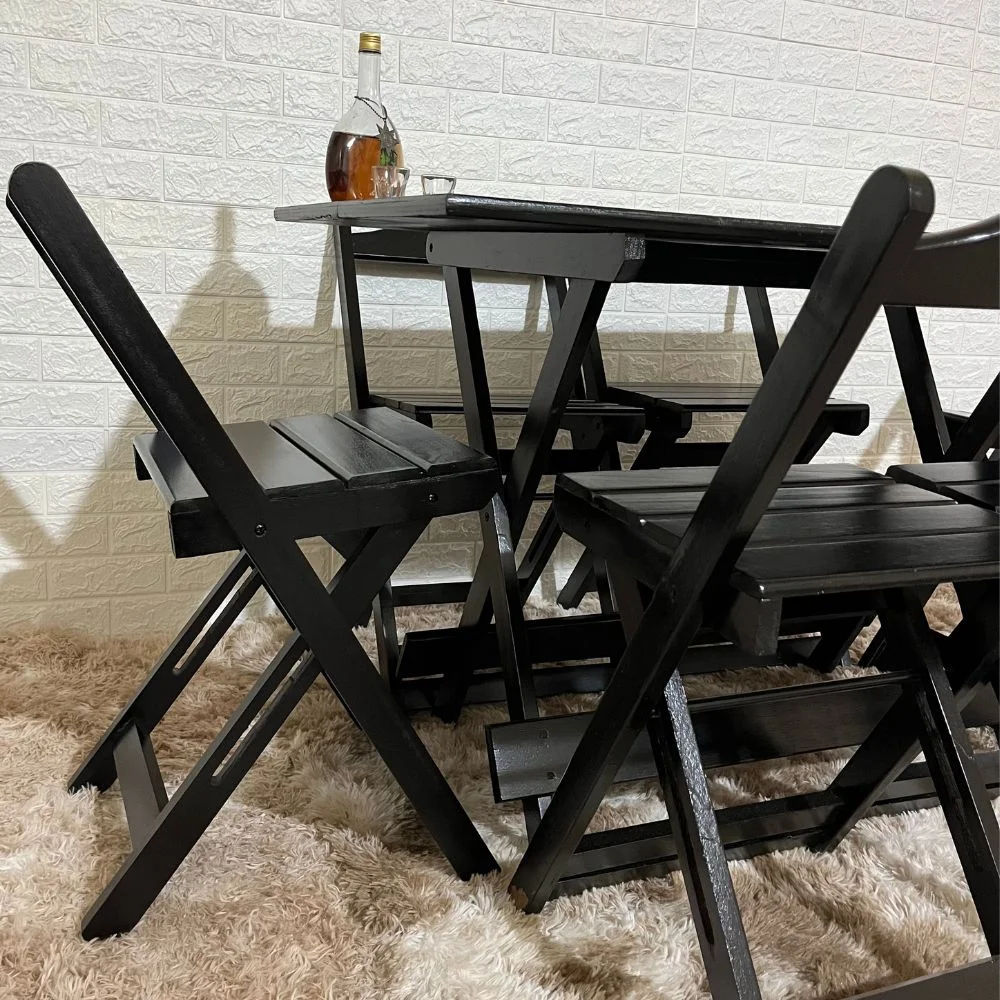 conjunto dobravel 120x70 6 cadeiras preto