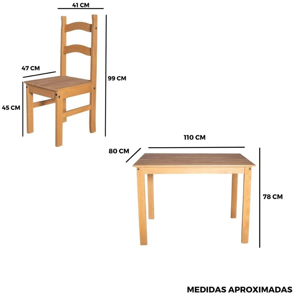 medidas conjunto de madeira macica