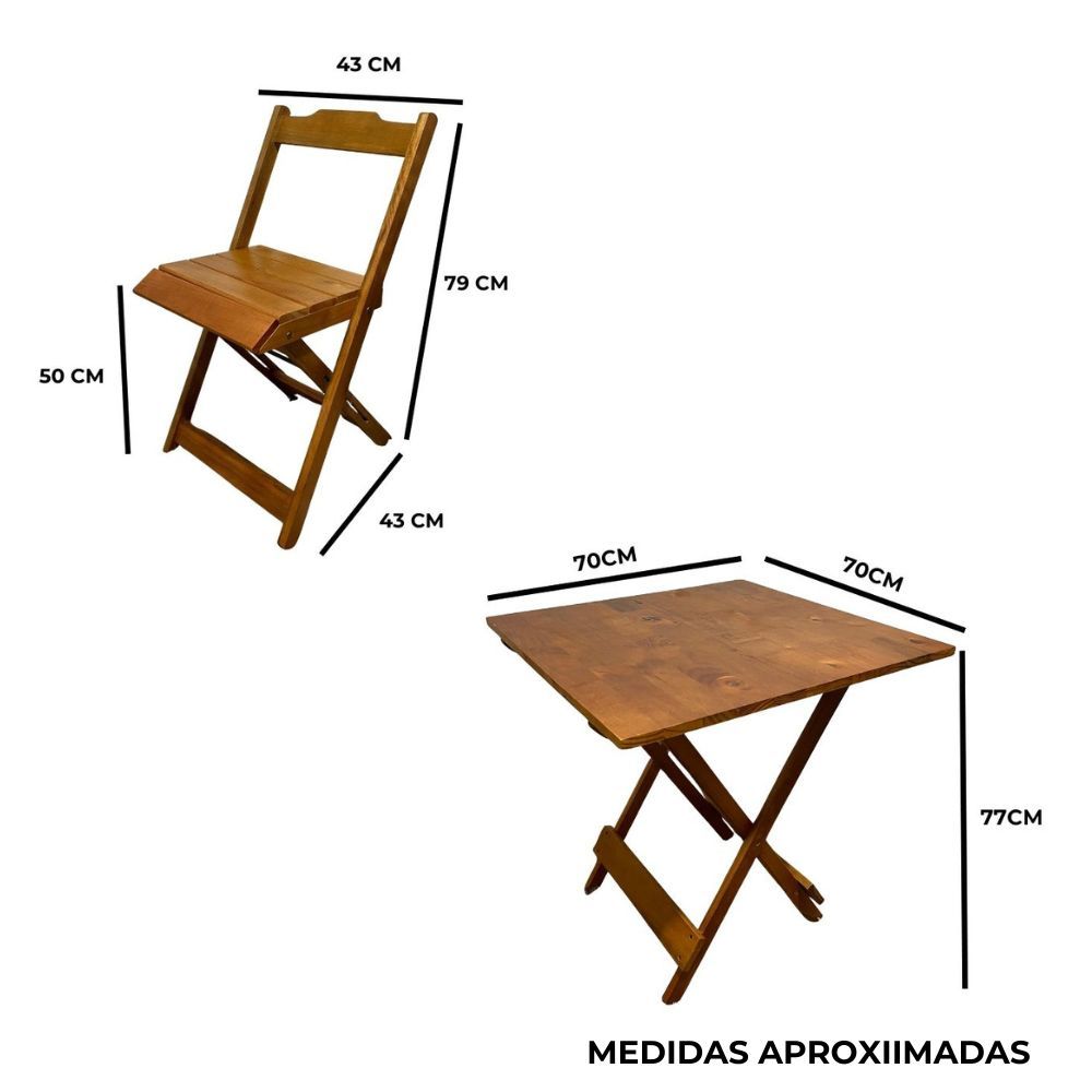 medidas conjunto dobravel 70x70 com 4 cadeiras preto