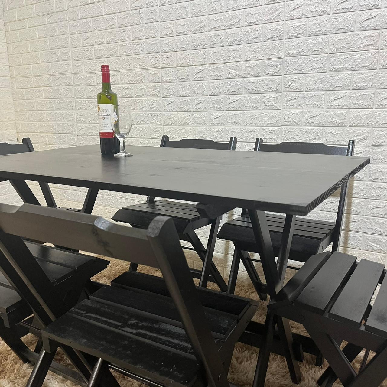 conjunto dobravel 120x70 6 cadeiras preto