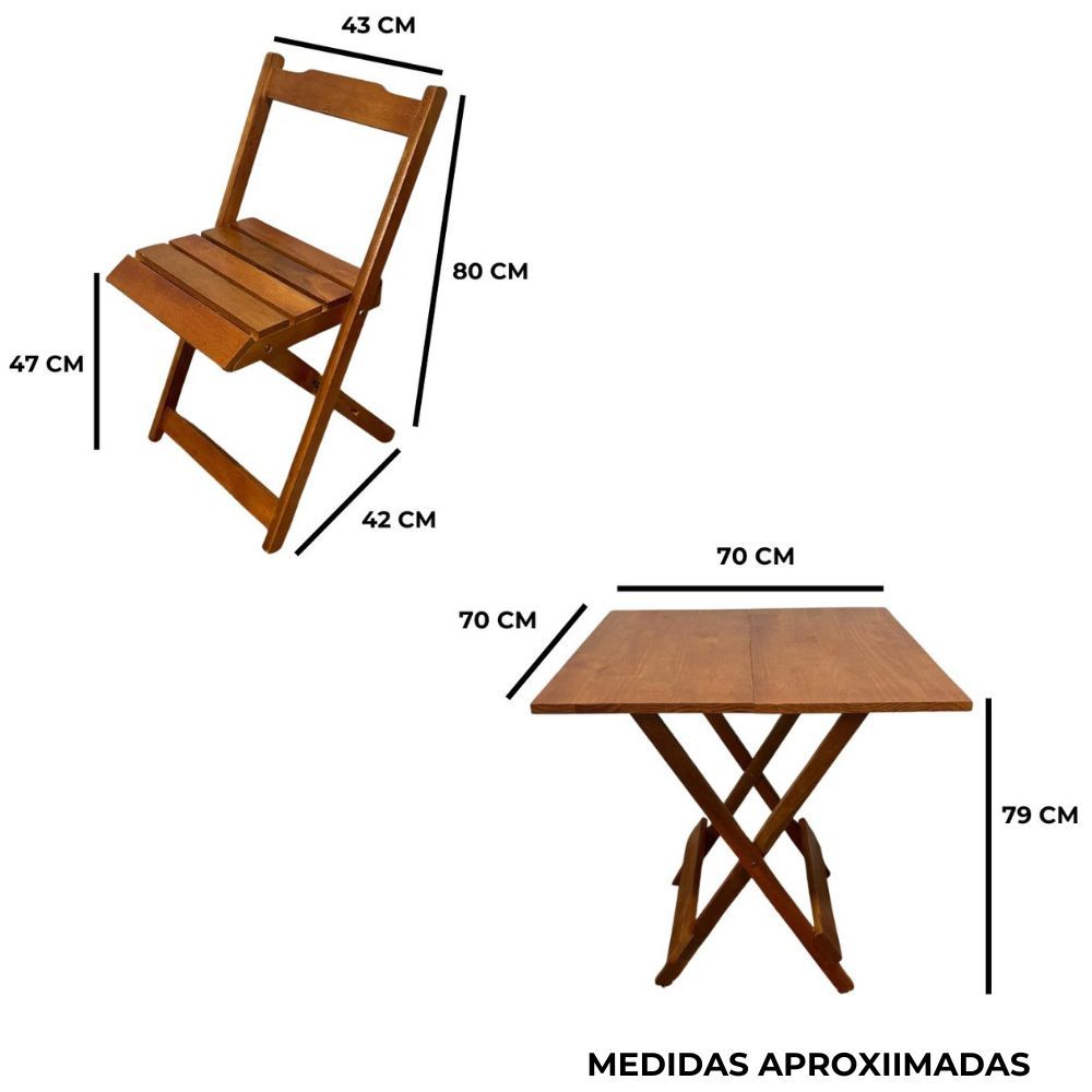 medidas conjunto dobravel 70x70 com 4 cadeiras preto
