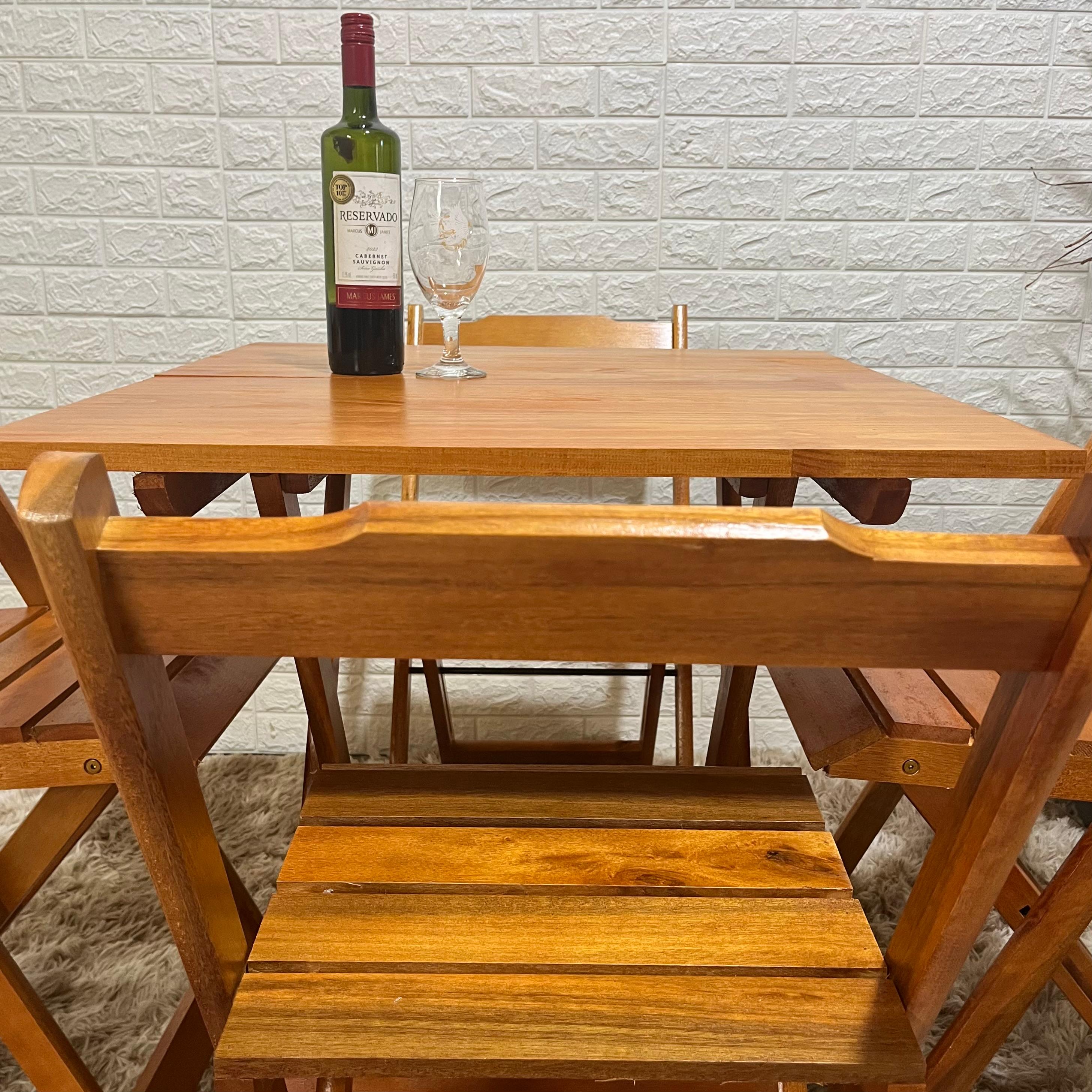 conjunto dobravel 70x70 com 4 cadeiras mel 4