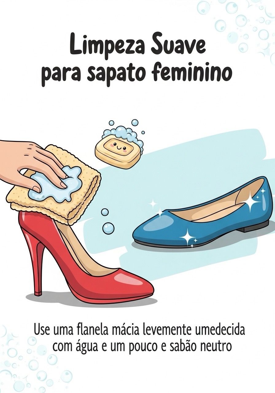 Limpeza suave de um sapato com uma flanela
