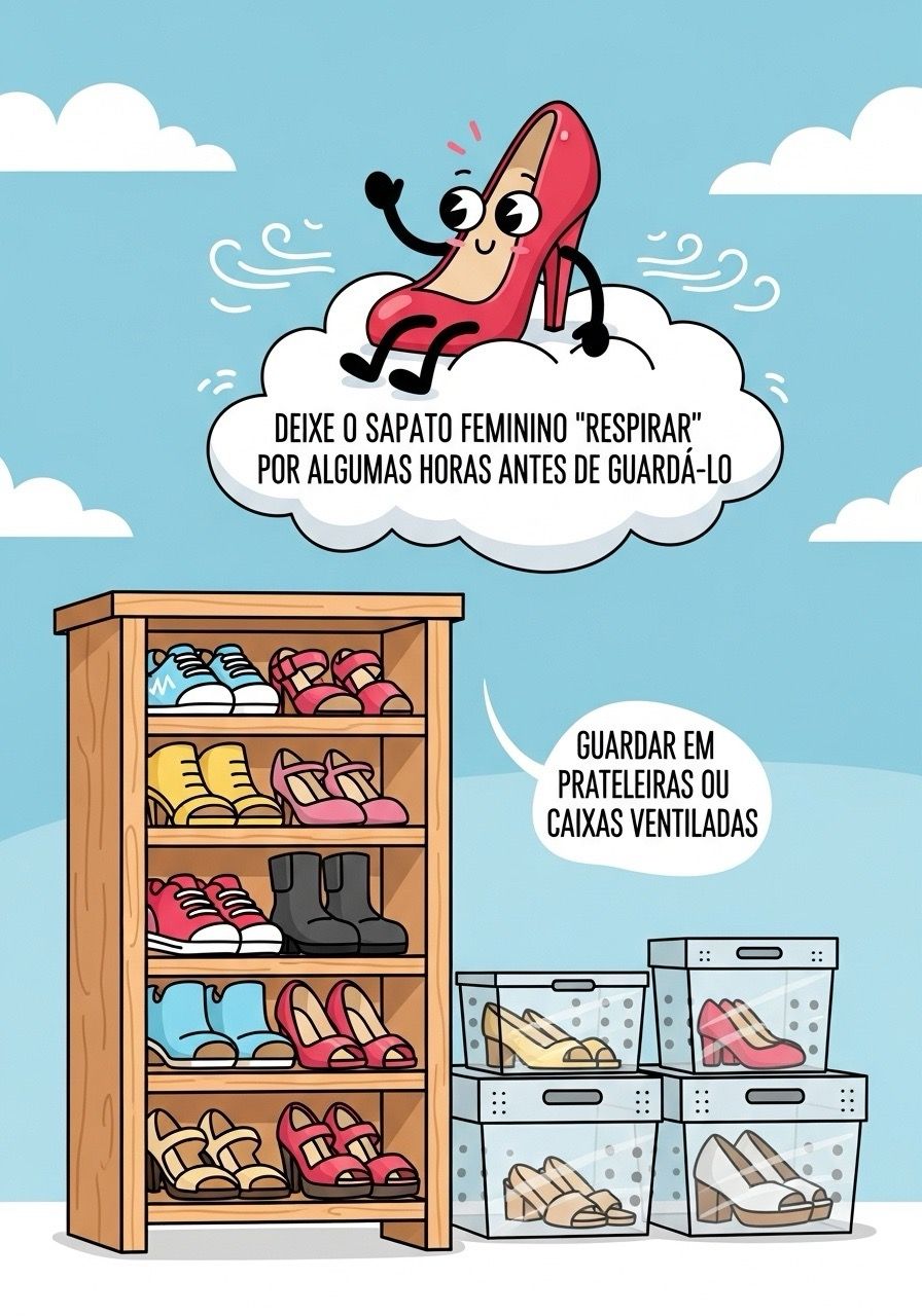 Sapatos organizados em uma prateleira