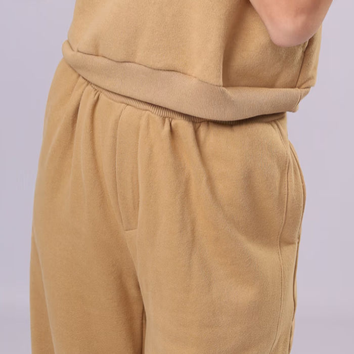 Barra canelada da blusa e cós da calça de moletom Camurça Touch