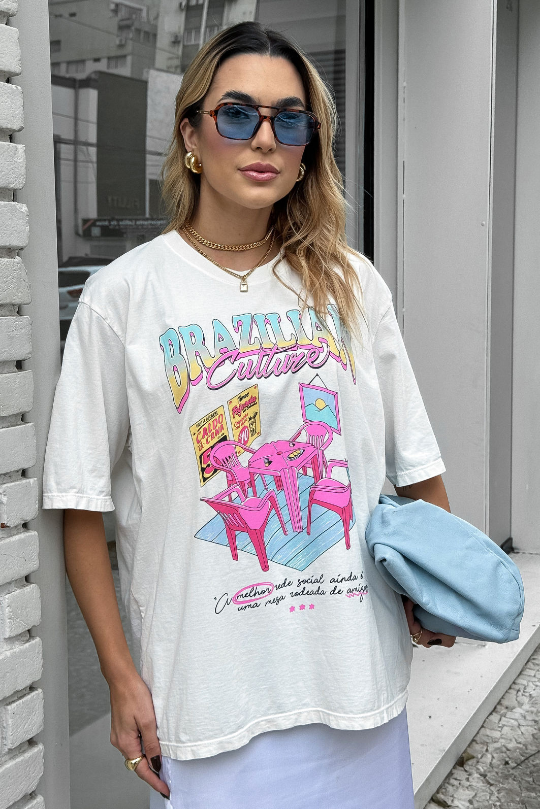 T-SHIRT OVERSIZED BRAZILIAN CULTURE OFF WHITE - Dolce-me® | DCM