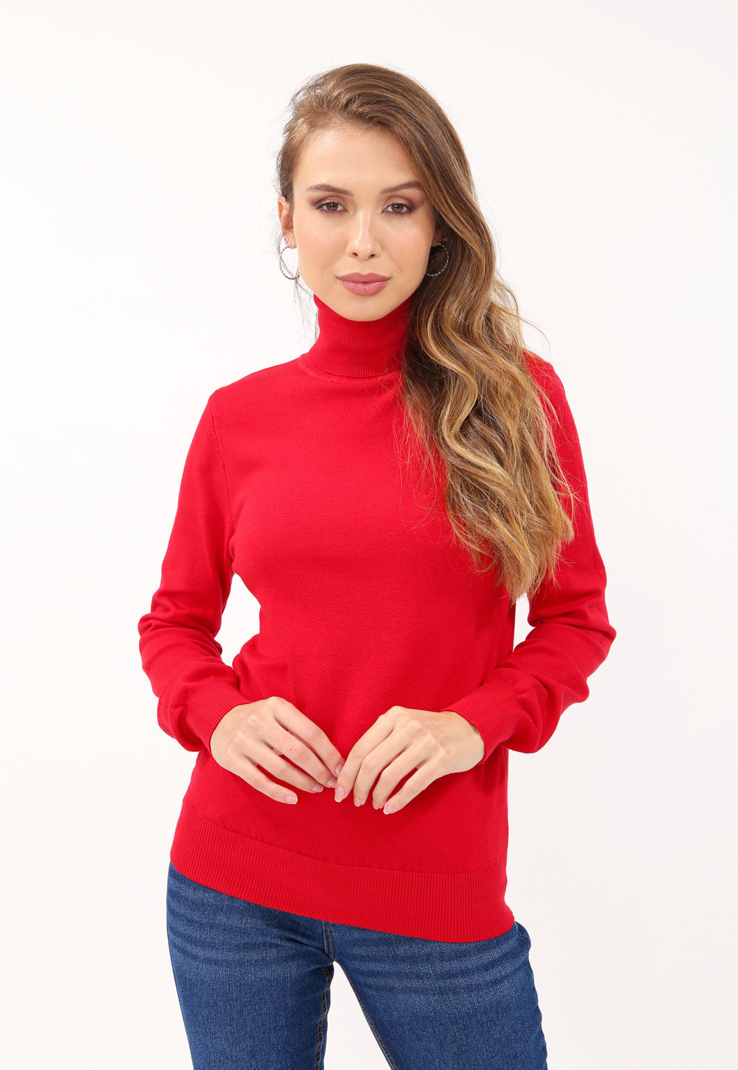 BLUSA TRICÔ GOLA ALTA BÁSICA - Tamanho M - Cor VERMELHO