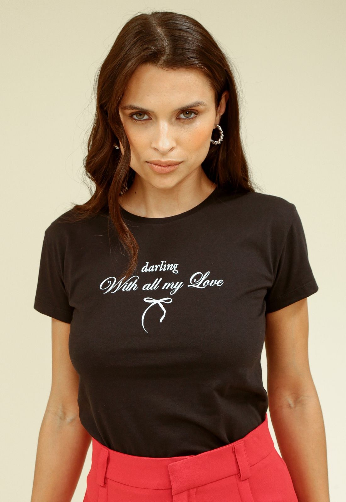 BLUSA MEIA MALHA MANGA CURTA DARLING LOVE - Cor PRETO - Tamanho PP