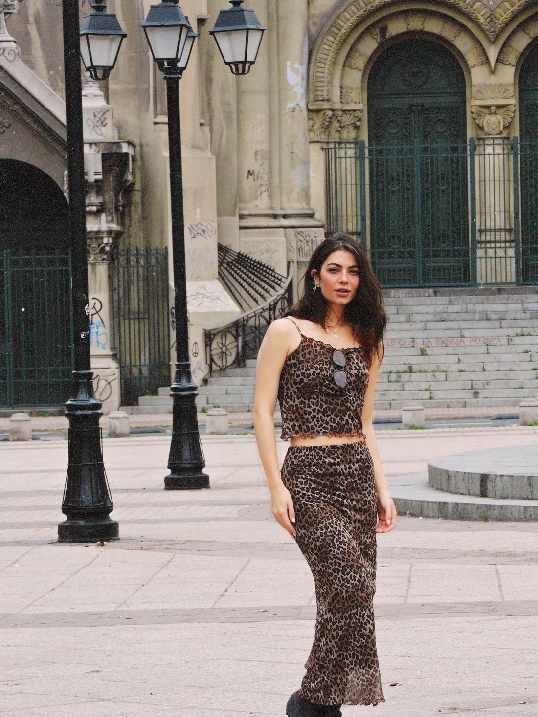 SAIA MIDI TULE COM ESTAMPA LEOPARDO - Cor PRETO - Tamanho PP