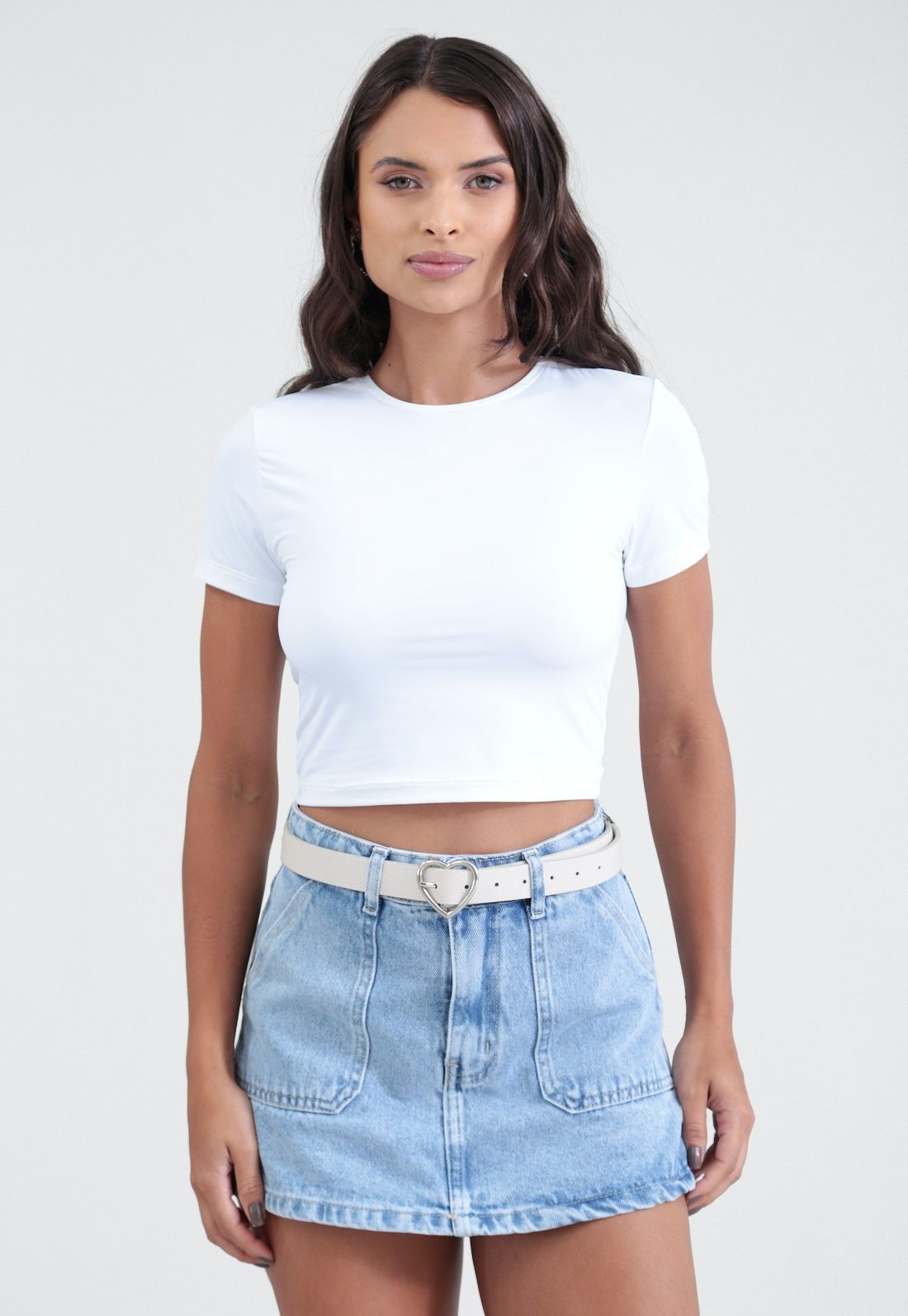 Blusa Básica Em Poliamida Manga Curta - Cor BRANCO - Tamanho PP