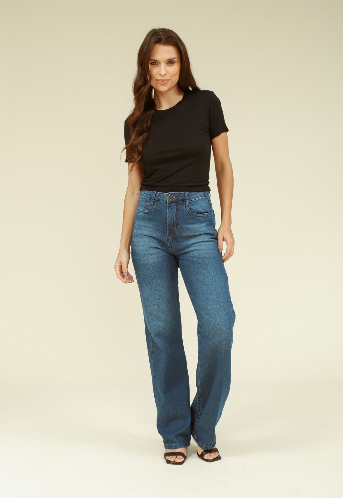 CALÇA JEANS RETA AZUL ESCURO - Cor AZUL ESCURO - Tamanho 34