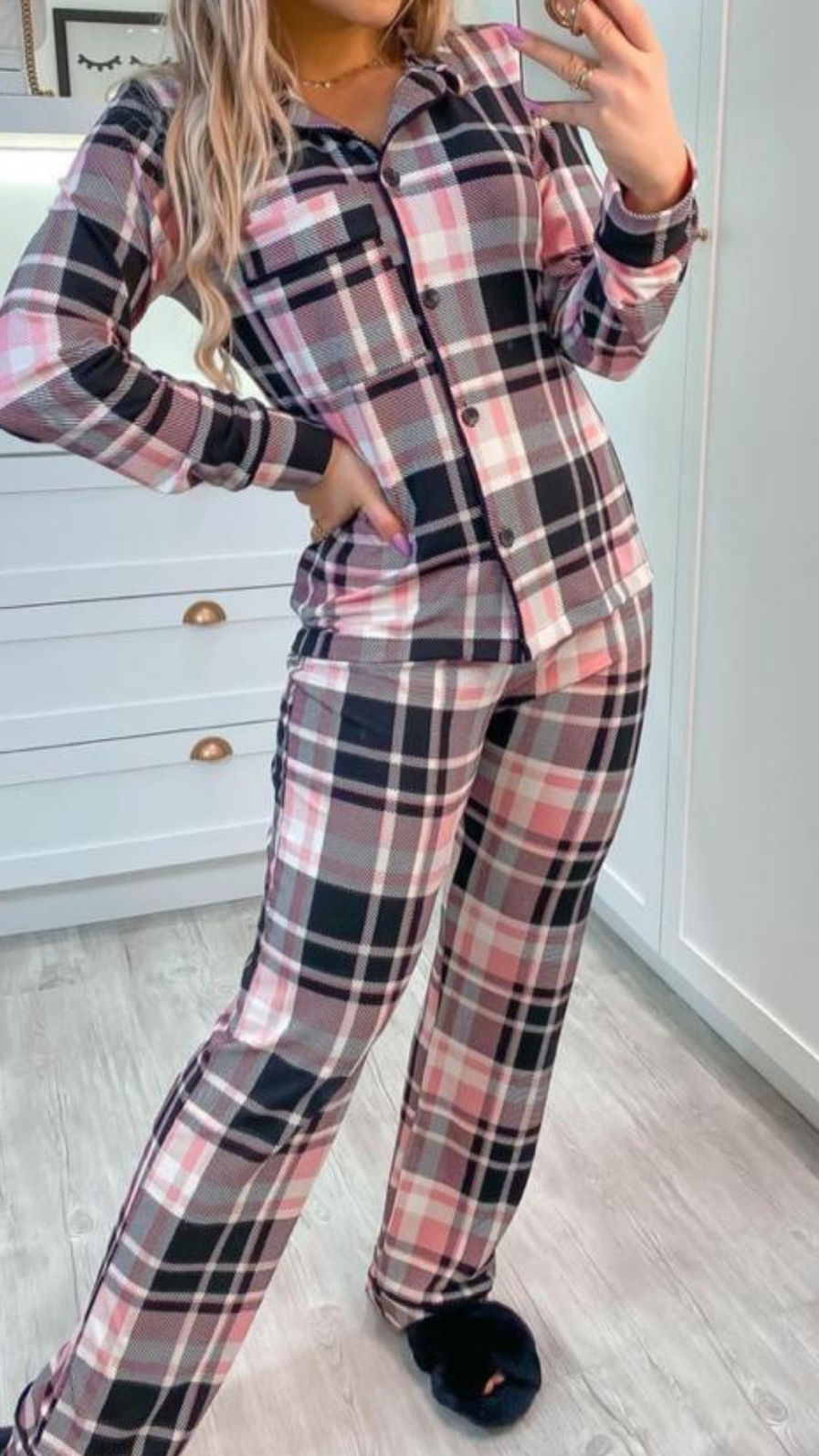 Pijama Xadrez Rosa – Margata