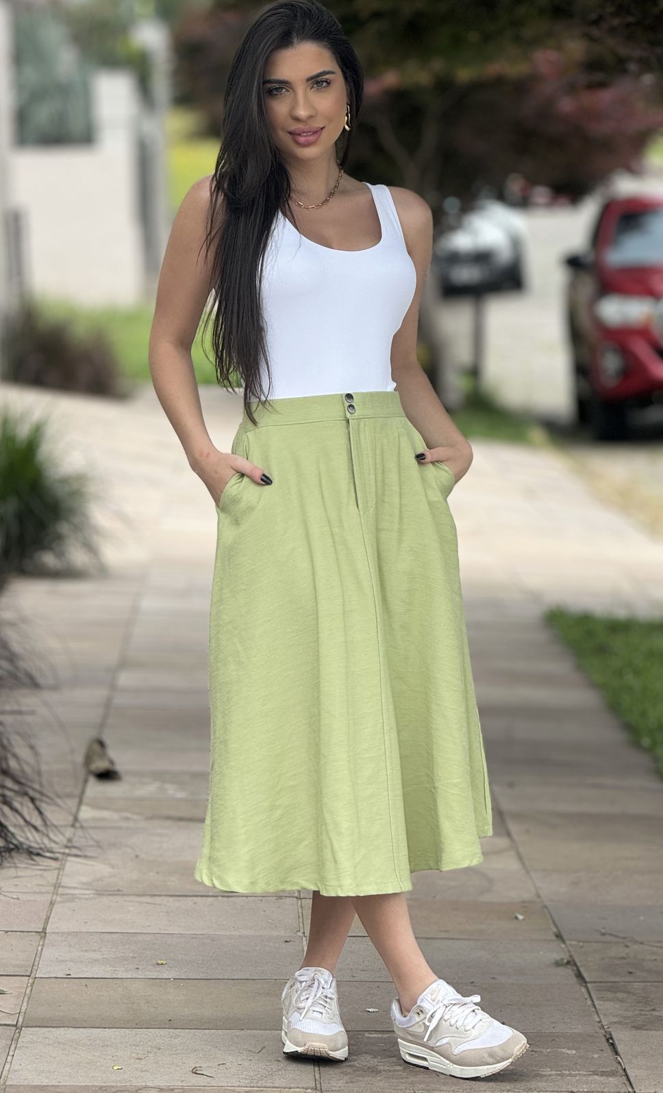 Saia Midi Rafaela Verde DONNAGABI