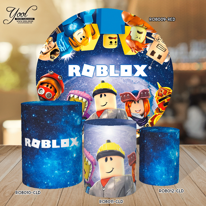 Kit Festa Aniversário Roblox Capas Cilindro E Painel 1,50m