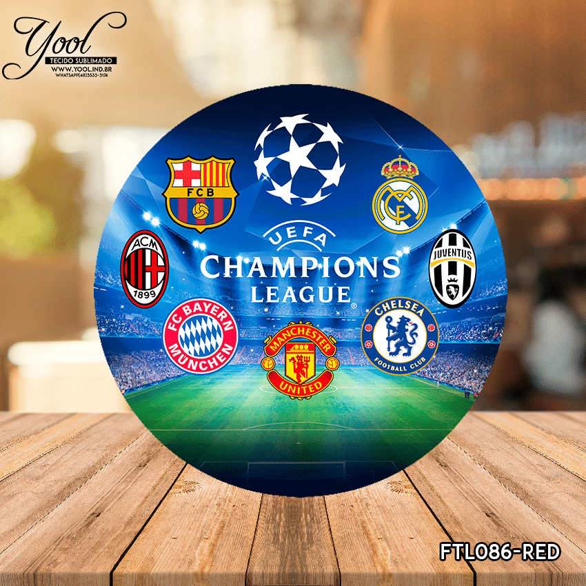 Painel Redondo Champions League Futebol - Adecore Tecidos