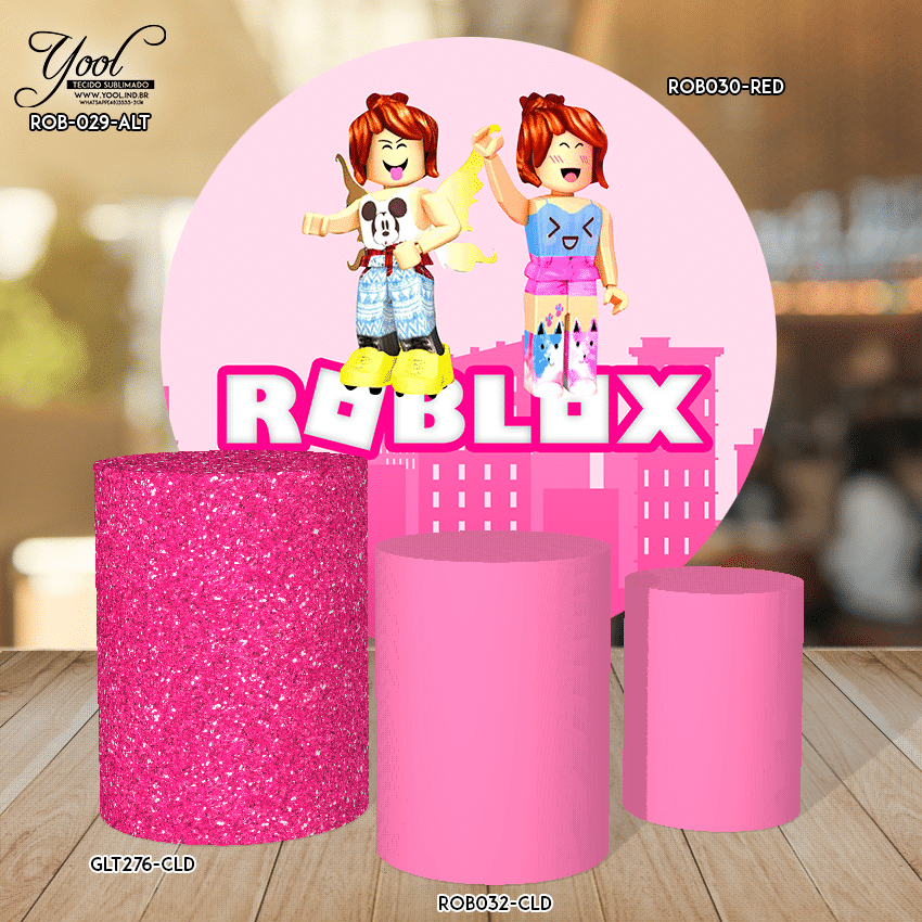 Kit Aniversário Painel Redondo + Display Roblox