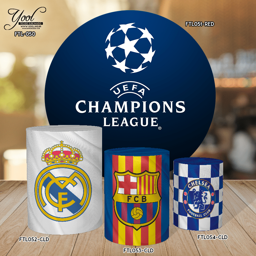 Painel Redondo Champions League Futebol - Adecore Tecidos