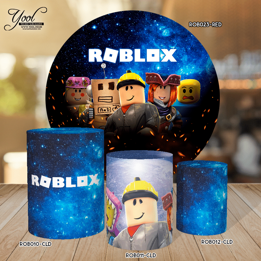 KIT PAINEL ROBLOX REDONDO + 3 CAPAS CILINDROS EM TECIDO SUBLIMADO - Yool