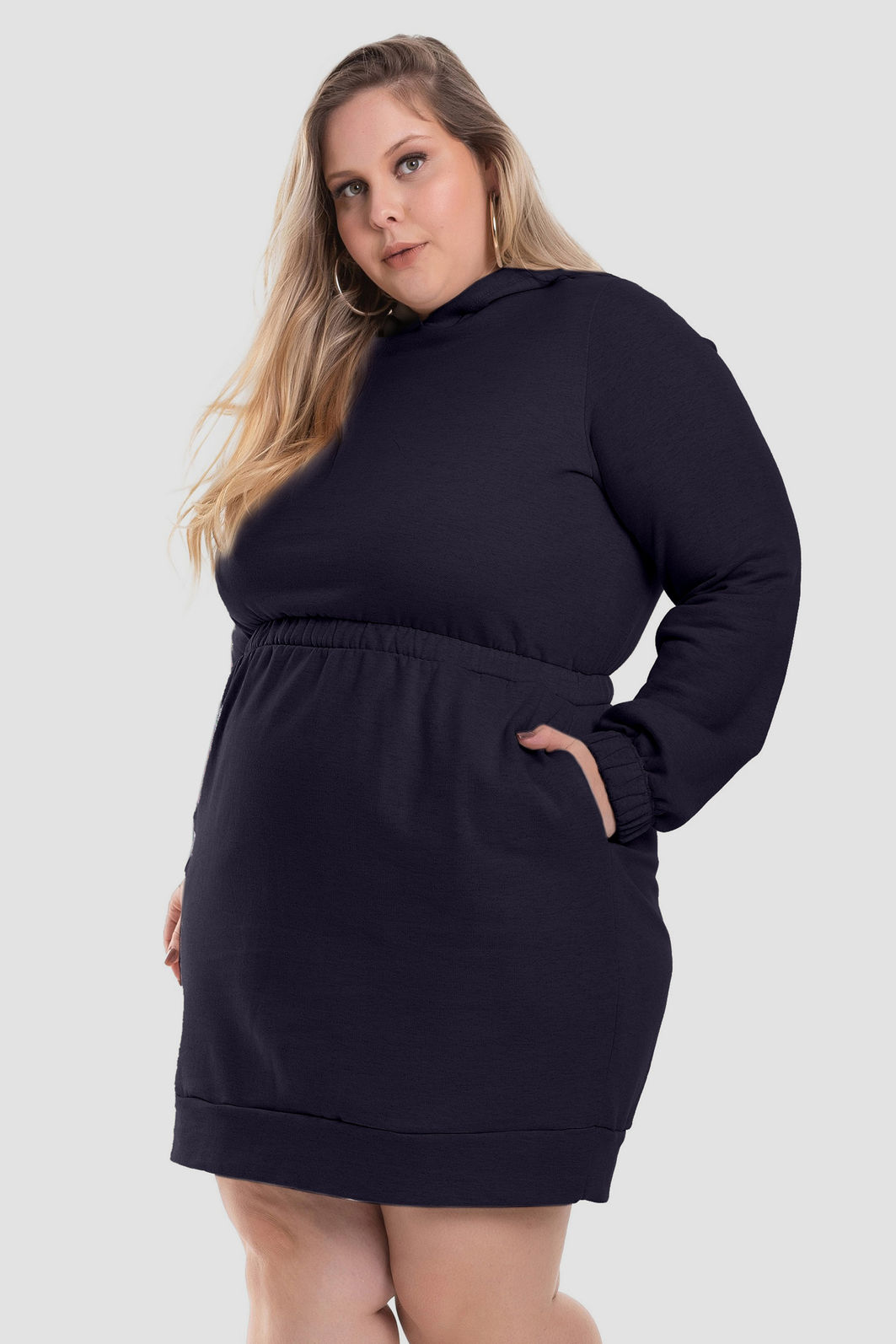 Vestido Feminino Plus Size Liso em Moletom BGO Company - Loja Virtual
