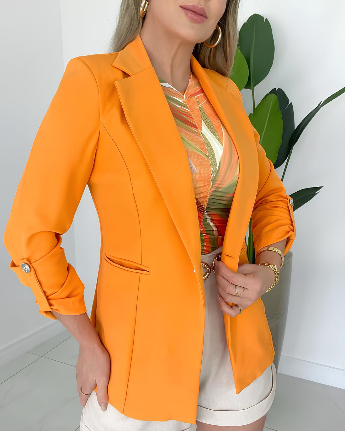 BLAZER ALFAIATARIA LARISSA - LARANJA Loja Strass - Loja Virtual