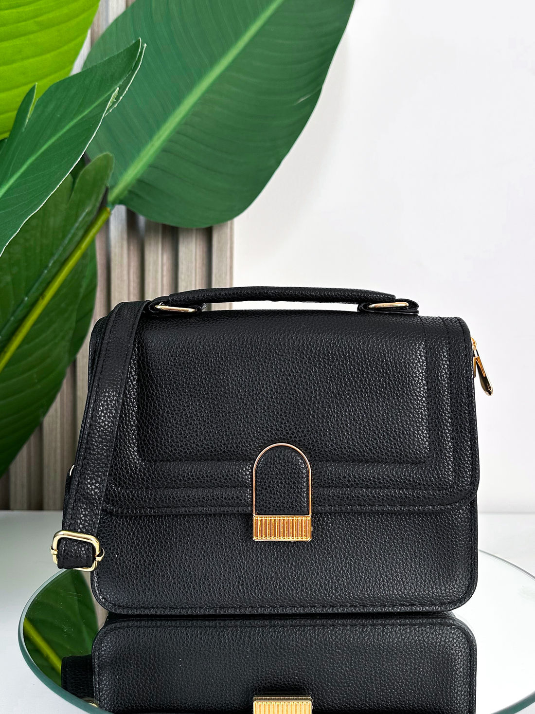 BOLSA COURO ECO AURORA - PRETO Loja Strass - Loja Virtual