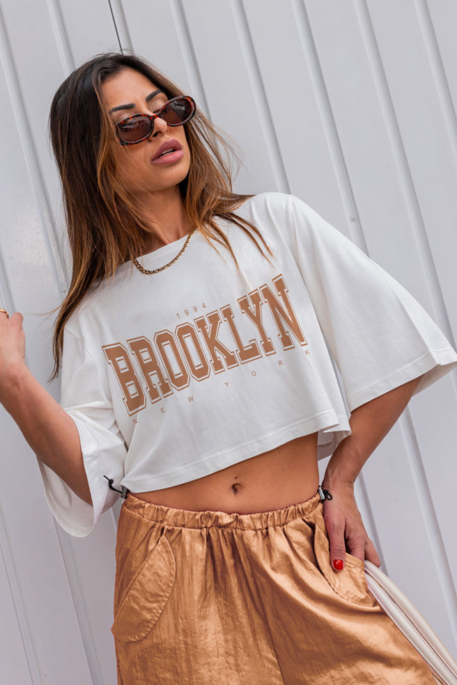 Cropped Oversized Viscolinho Pedraria Taylor Chalk