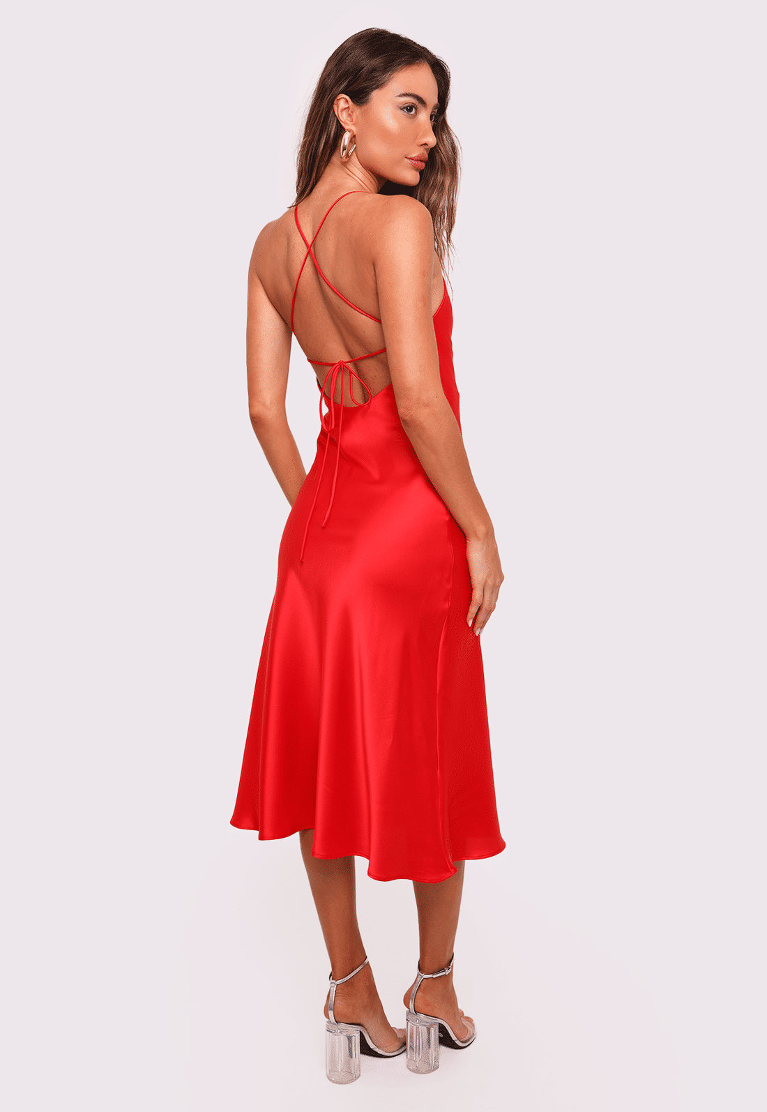 vestido cetim midi vermelho ísis mundo lolita