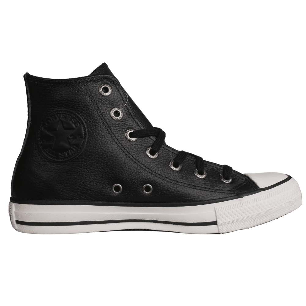 Tênis Chuck Taylor All Star Couro High Preto/Preto/Branco Ollies