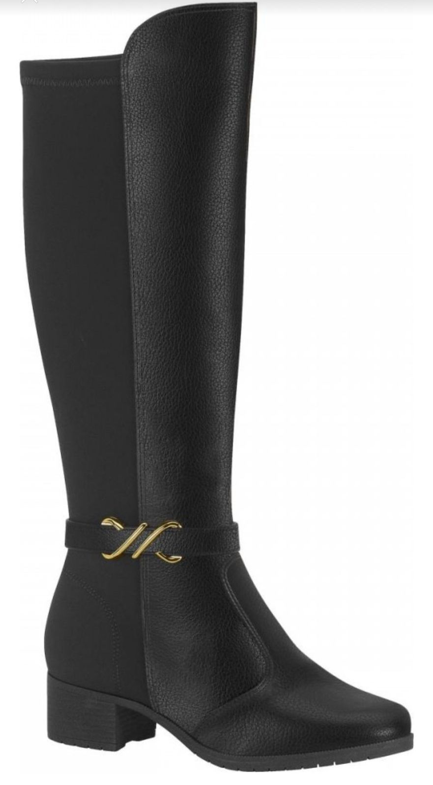 Bota Moleca Cano Longo Salto Baixo Feminino Cor Preto