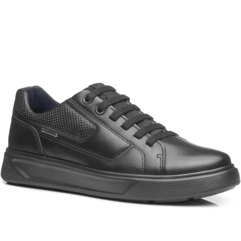 Tênis Couro Tenis Preto Casual Masculino Sapatênis Pegada Em Couro