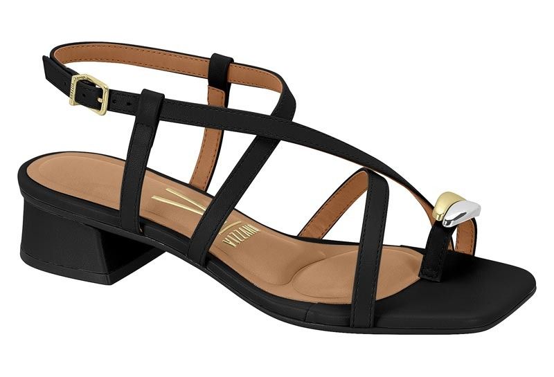 Sandália Vizzano Salto Baixo Feminino Cor Preto