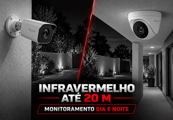 Infravermelho de 20 m nas câmeras HiLook do kit TK-4142MH-MH