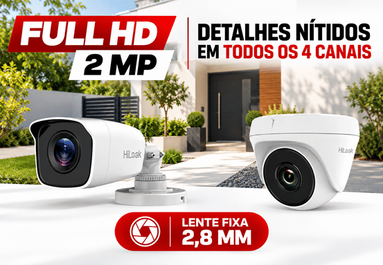 Câmeras HiLook Full HD 2MP do kit TK-4142MH-MH
