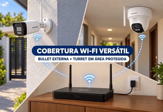 Kit NVS Wi-Fi Hikvision NKS422W02H com câmera bullet e câmera torre
