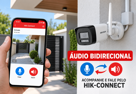 Áudio bidirecional pelo Hik-Connect no kit Hikvision NKS422W0H