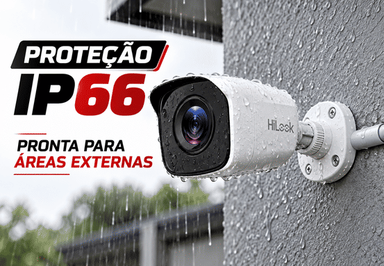 Câmera bullet HiLook com proteção IP66 sob chuva