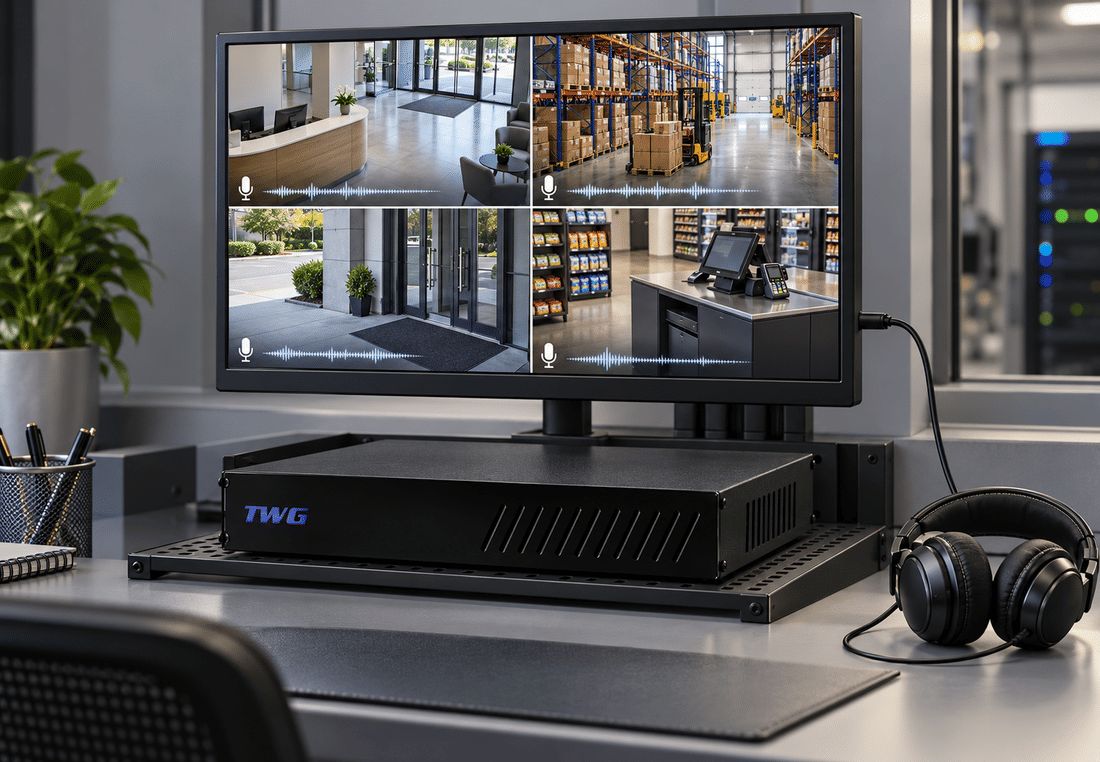 Entradas de áudio do DVR híbrido TWG TW-5208 FD