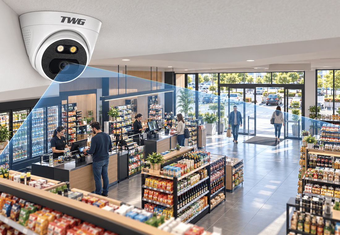 Câmera dome TWG TW-5611 AR monitorando o interior de uma loja