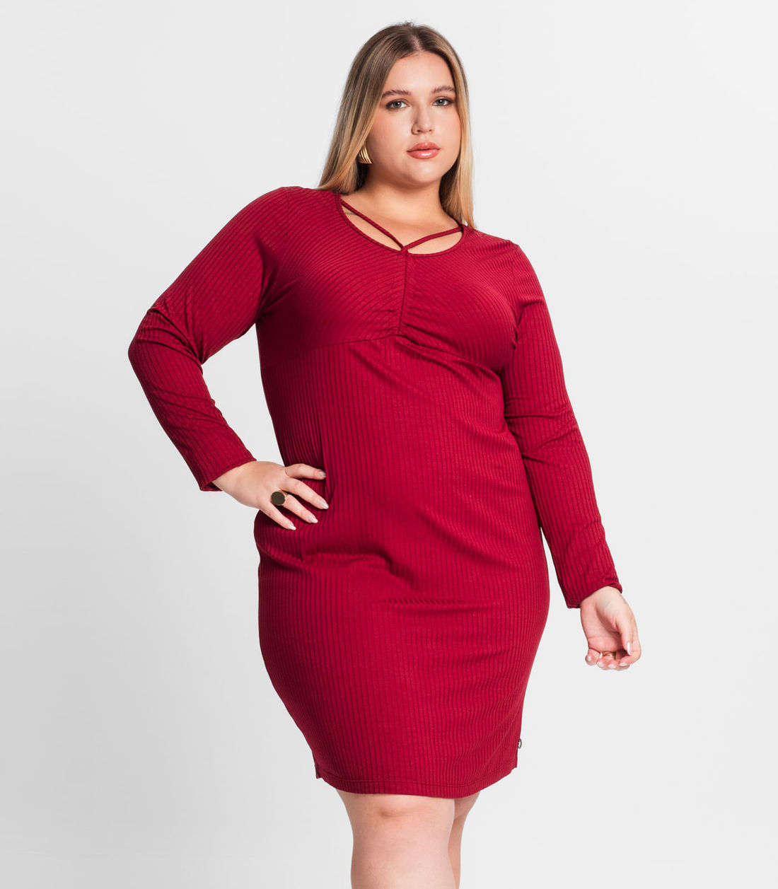 Vestido Plus Size em Ribana Canelada Secret Glam - Moda Feminina e Masculina, Itens para Casa e Mais l Rovitex
