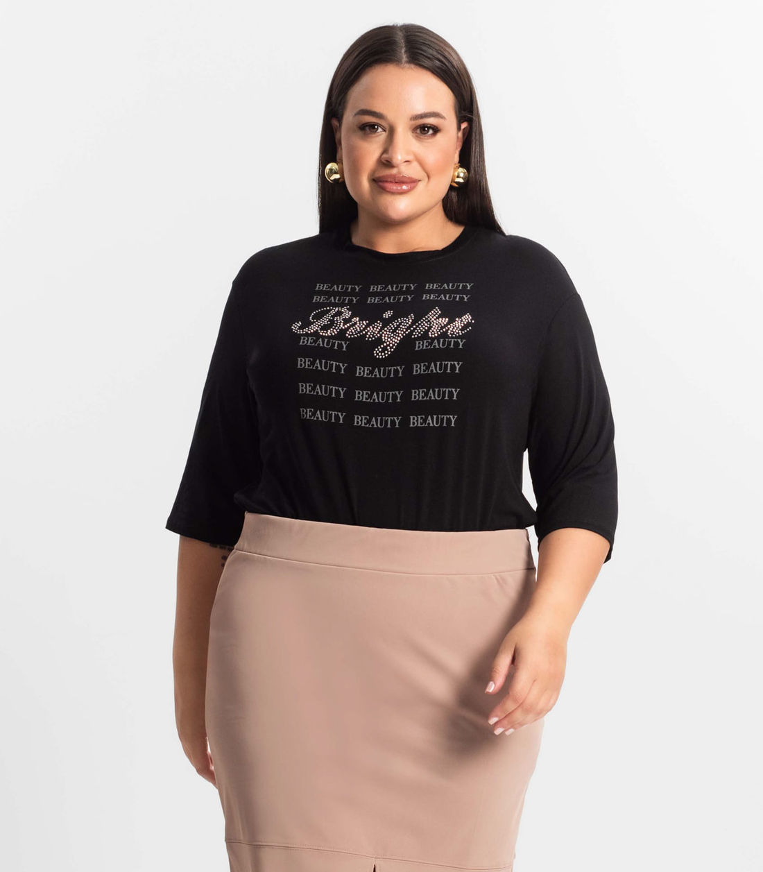 Blusa Feminina Plus Size Manga 3/4 Secret Glam - Moda Feminina e Masculina, Itens para Casa e Mais l Rovitex